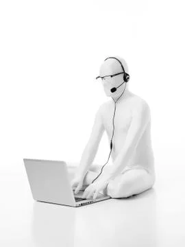 Faceles man customer support Illustrazione stock