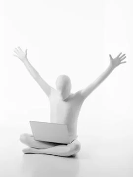 Faceles man with notebook Illustrazione stock