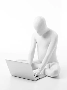 Faceles man with notebook Illustrazione stock