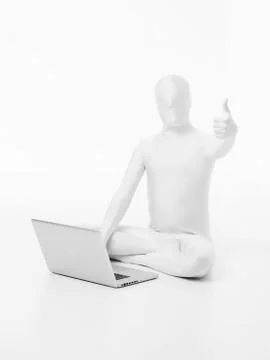 Faceles man with notebook Illustrazione stock