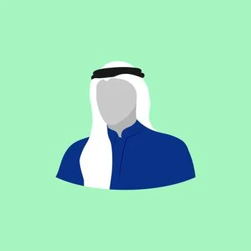 Faceless arab man on green background flat vector illustration Stock Illustration