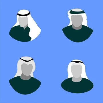 Faceless arab men simple flat avatar vector illustration Stock Illustration
