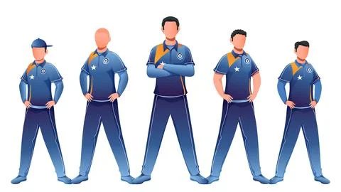 Faceless Character of Cricket Team in Standing Pose. Stock Illustration