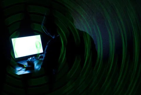 Faceless Computer Criminal Hacker Stock Illustration