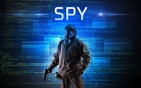 Faceless hacker on code background Stock Photos