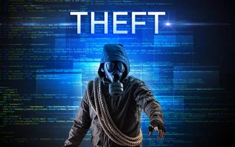 Faceless hacker on code background Stockfoto's