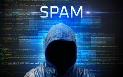 Faceless hacker on code background Foto stock