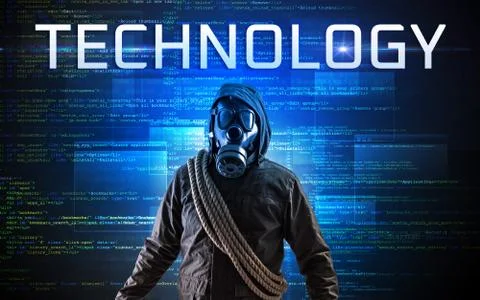 Faceless hacker on code background 스톡 사진