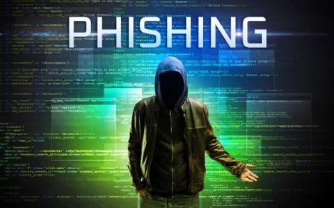 Faceless hacker on code background 스톡 사진