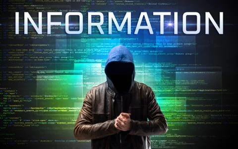 Faceless hacker on code background 스톡 사진