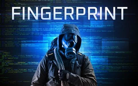 Faceless hacker on code background Stock Photos