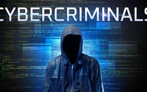 Faceless hacker on code background 스톡 사진