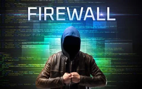 Faceless hacker on code background Stock Photos