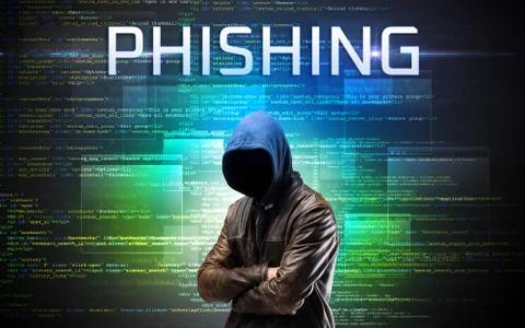 Faceless hacker on code background 스톡 사진