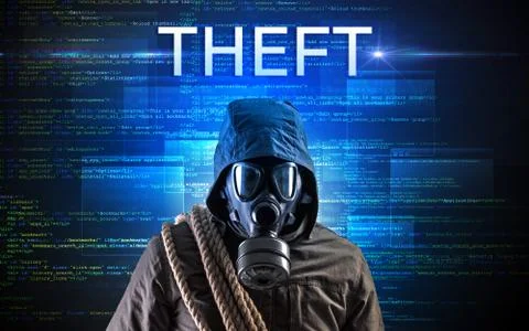 Faceless hacker on code background 스톡 사진