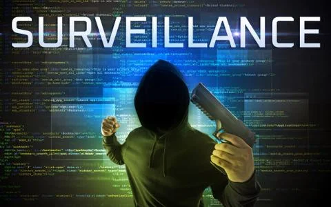 Faceless hacker on code background Stock Photos