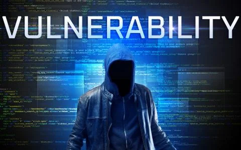 Faceless hacker on code background 스톡 사진