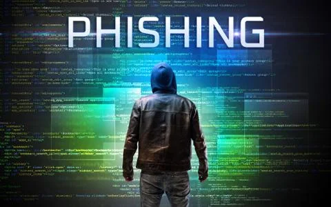 Faceless hacker on code background Stock Photos