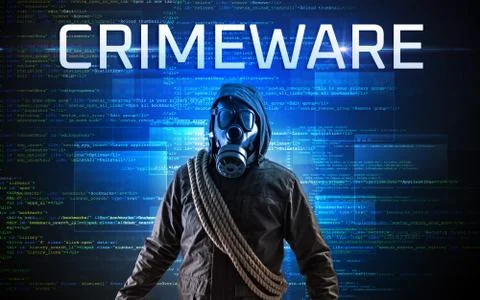 Faceless hacker on code background Foto stock