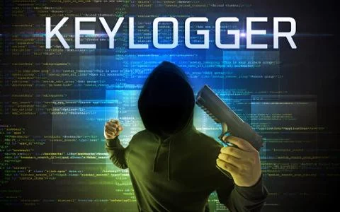 Faceless hacker on code background Foto stock