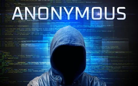 Faceless hacker on code background Stock Photos