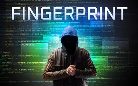 Faceless hacker on code background 스톡 사진