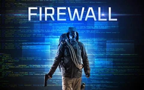 Faceless hacker on code background 스톡 사진