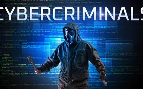 Faceless hacker on code background Stock Photos