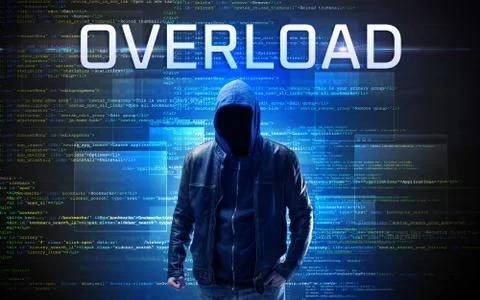 Faceless hacker on code background 스톡 사진