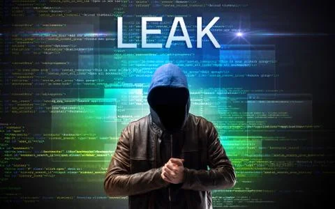 Faceless hacker on code background Foto stock