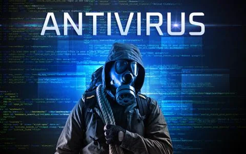 Faceless hacker on code background 스톡 사진