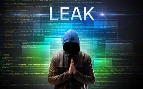 Faceless hacker on code background Foto stock