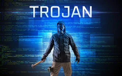 Faceless hacker on code background Stock Photos