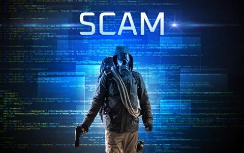Faceless hacker on code background Stock Photos