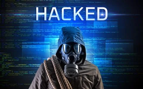 Faceless hacker on code background 写真素材
