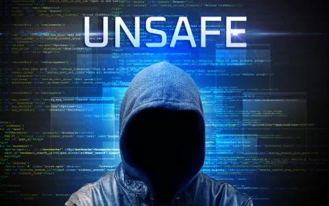 Faceless hacker on code background 스톡 사진