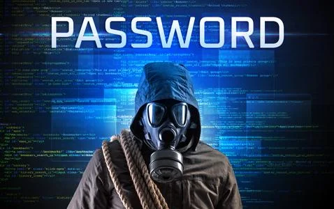 Faceless hacker on code background Stock Photos