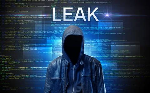 Faceless hacker on code background Stockfoto's