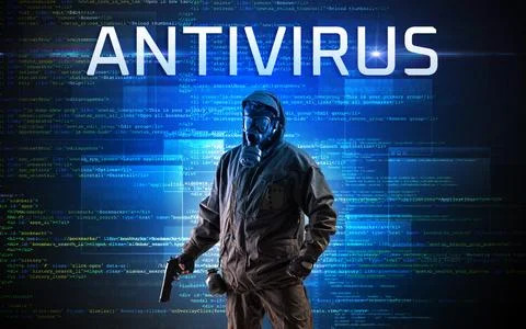 Faceless hacker on code background 스톡 사진