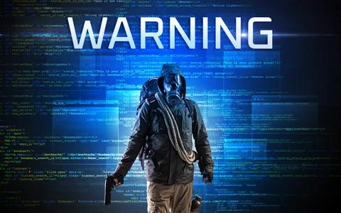 Faceless hacker on code background Stock Photos