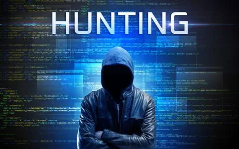 Faceless hacker on code background Stock Photos