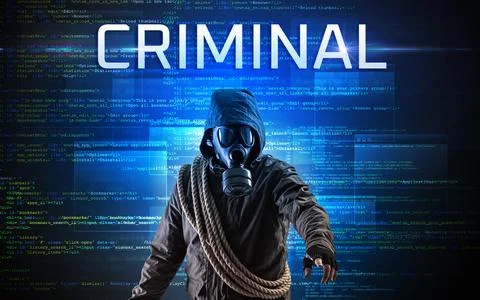 Faceless hacker on code background 스톡 사진