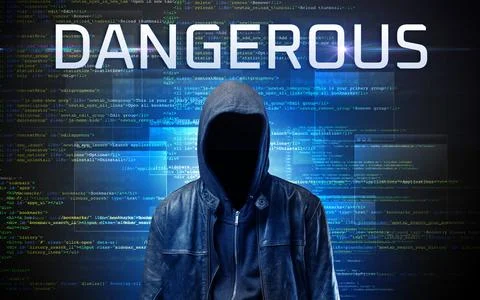 Faceless hacker on code background Foto stock