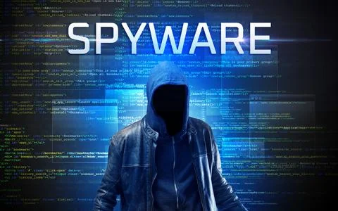 Faceless hacker on code background Stock Photos