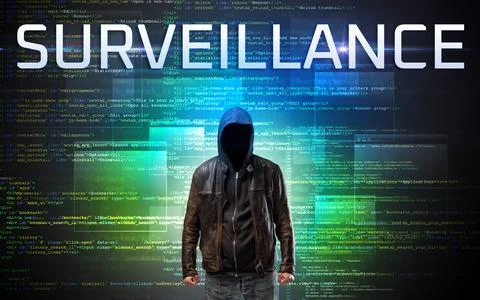 Faceless hacker on code background Stock Photos