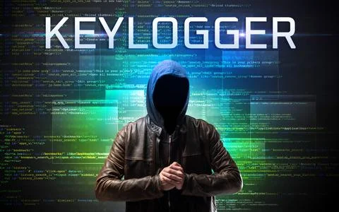 Faceless hacker on code background Stock Photos