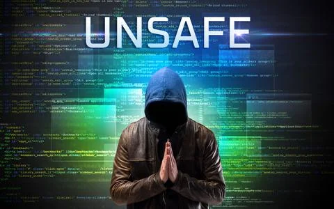 Faceless hacker on code background 스톡 사진