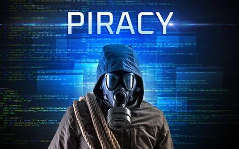 Faceless hacker on code background Stock Photos