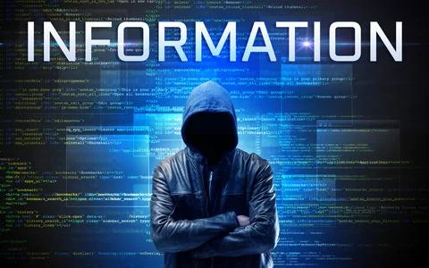 Faceless hacker on code background Stock Photos