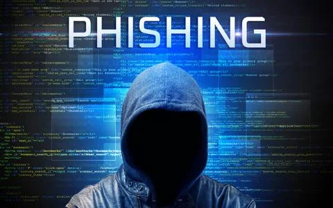 Faceless hacker on code background Foto stock